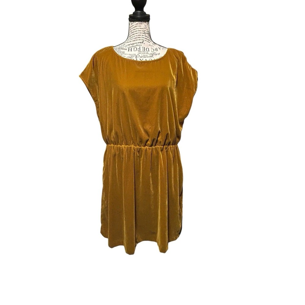 Gap Gold Velvet Midi Dress SIZE Large Holidays Fairy Preppy Hipster School
